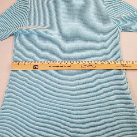 Soft Surroundings Corcovado Zip Sweater Womens Medium Blue White Ribbed Long - Picture 12 of 16